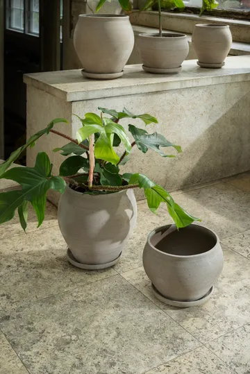 Delphi krukke med underskål 2 dele - Grey, Ø24 cm, low - Bergs Potter