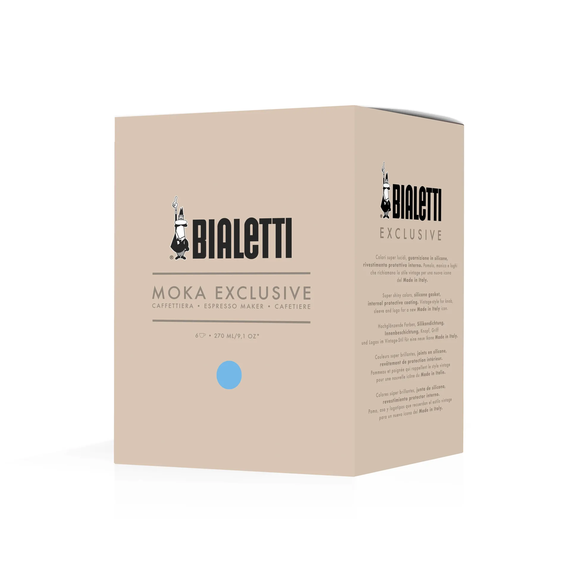 Bialetti eksklusiv mokkakande, Lyseblå, 6 kopper Bialetti