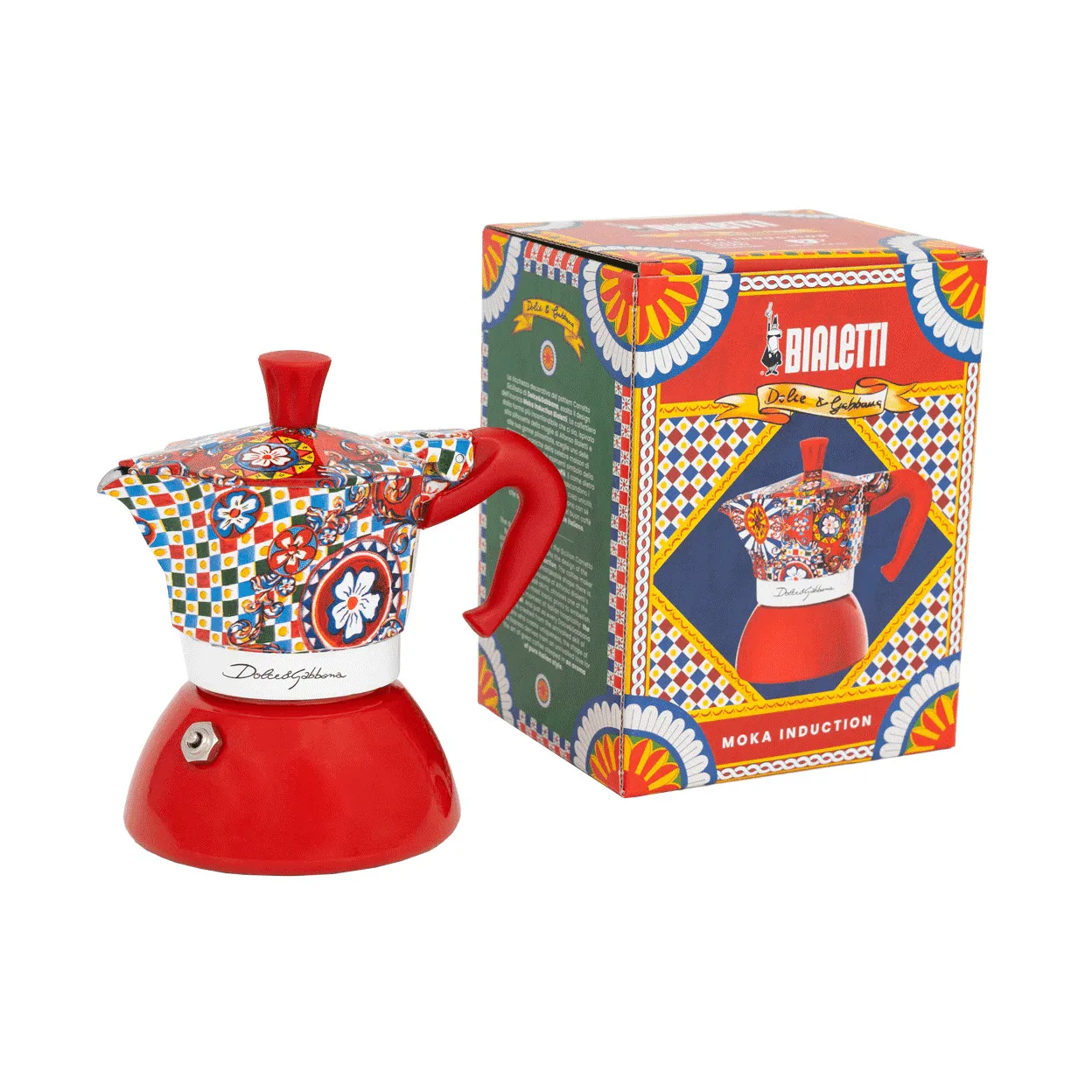 Bialetti x Dolce & Gabbana mokkakande induktion, Sicilian cart, 2 kopper Bialetti