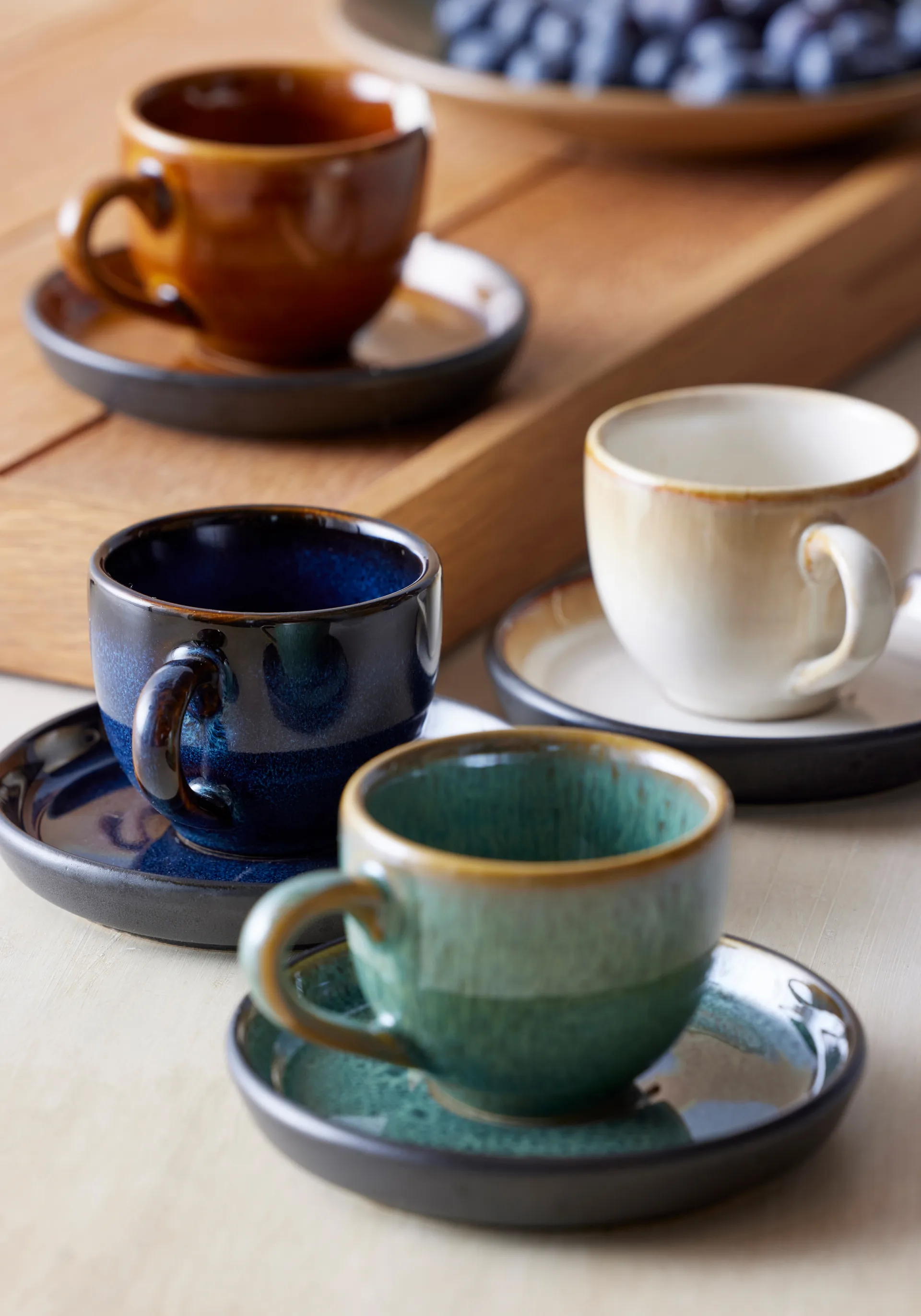 Bitz Clara espressokop med underkop 7 cl, Amber/Sort Bitz