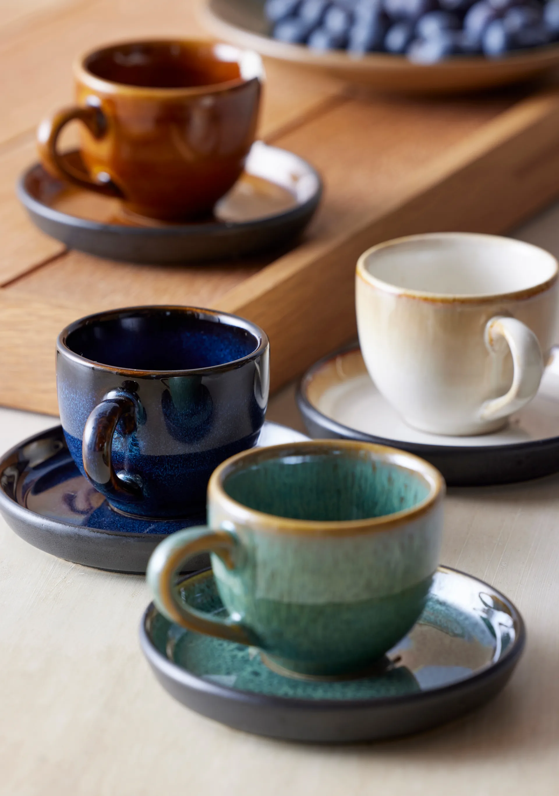 Bitz Clara espressokop med underkop 7 cl, Grøn/Sort Bitz