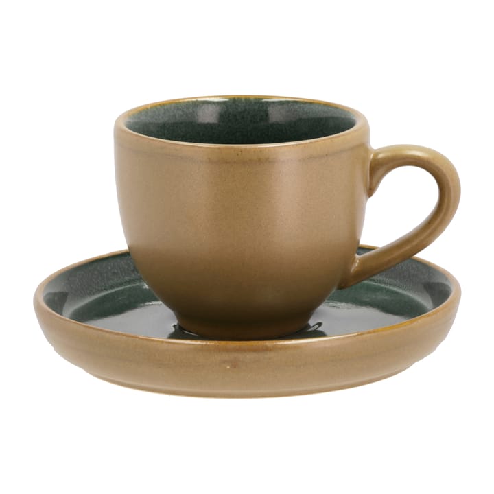 Bitz Clara espressokop med underkop 7 cl mat, Wood/Forest Bitz