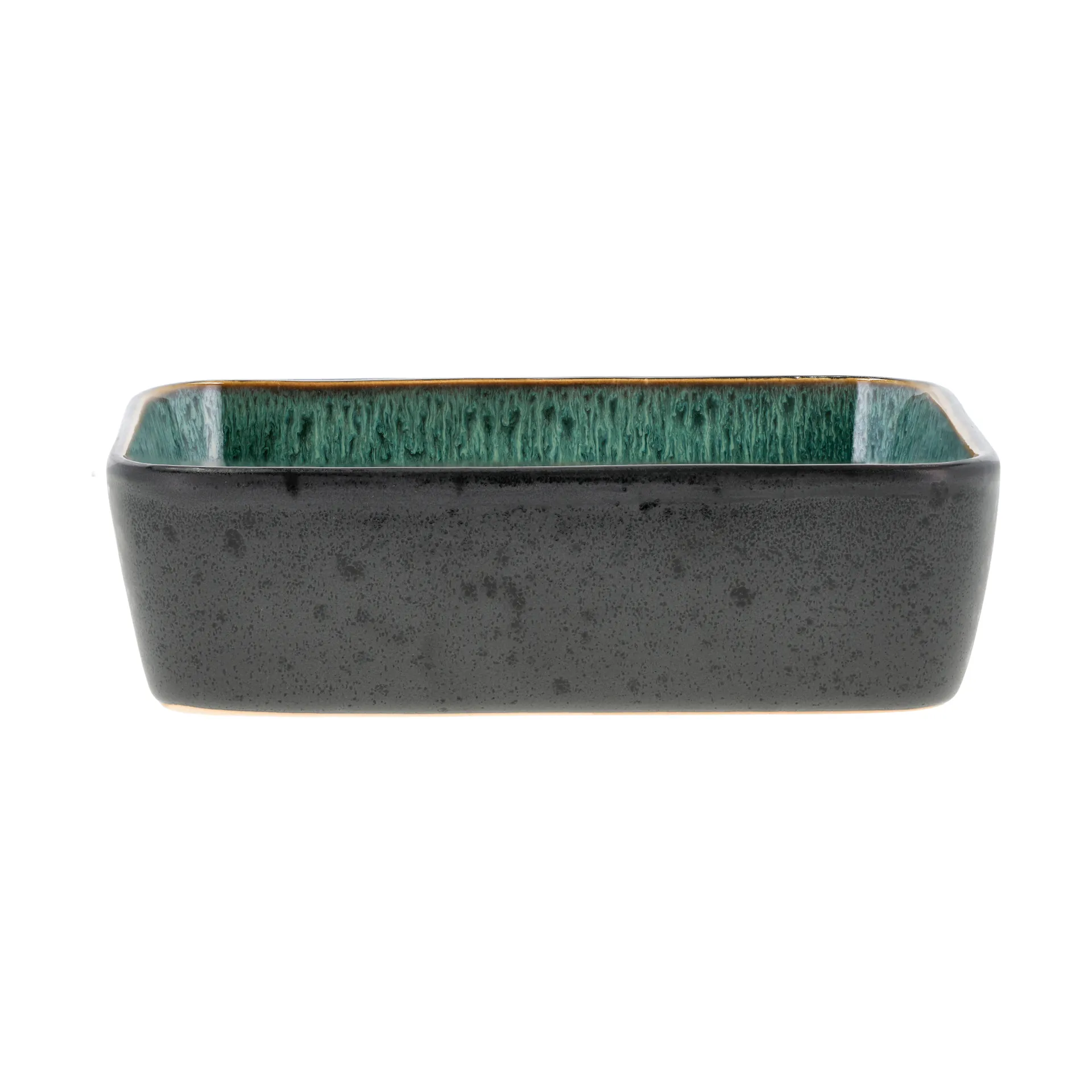 Bitz fad rektangulært 14x19 cm, Black-green Bitz