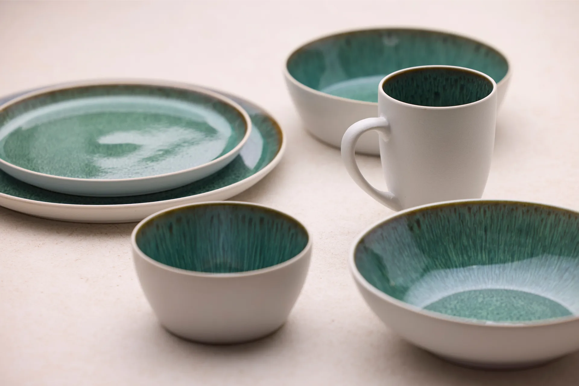 Bitz suppeskål Ø 18 cm, Hvid-grøn Bitz