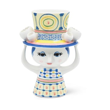 Dame med hat vase H20,5 cm - Blå - Bjørn Wiinblad