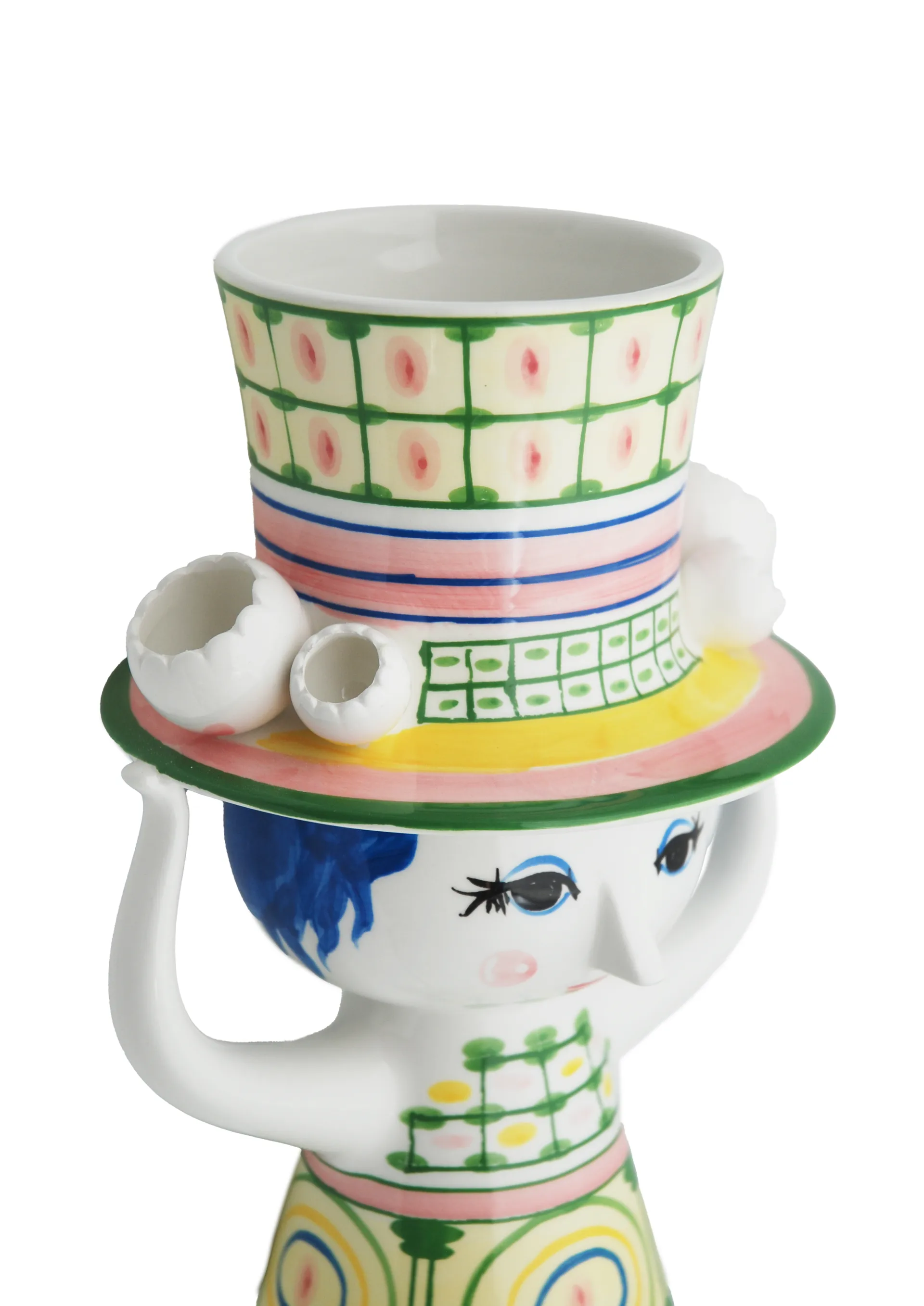 Dame med hat vase H24,5 cm, Grøn Bjørn Wiinblad