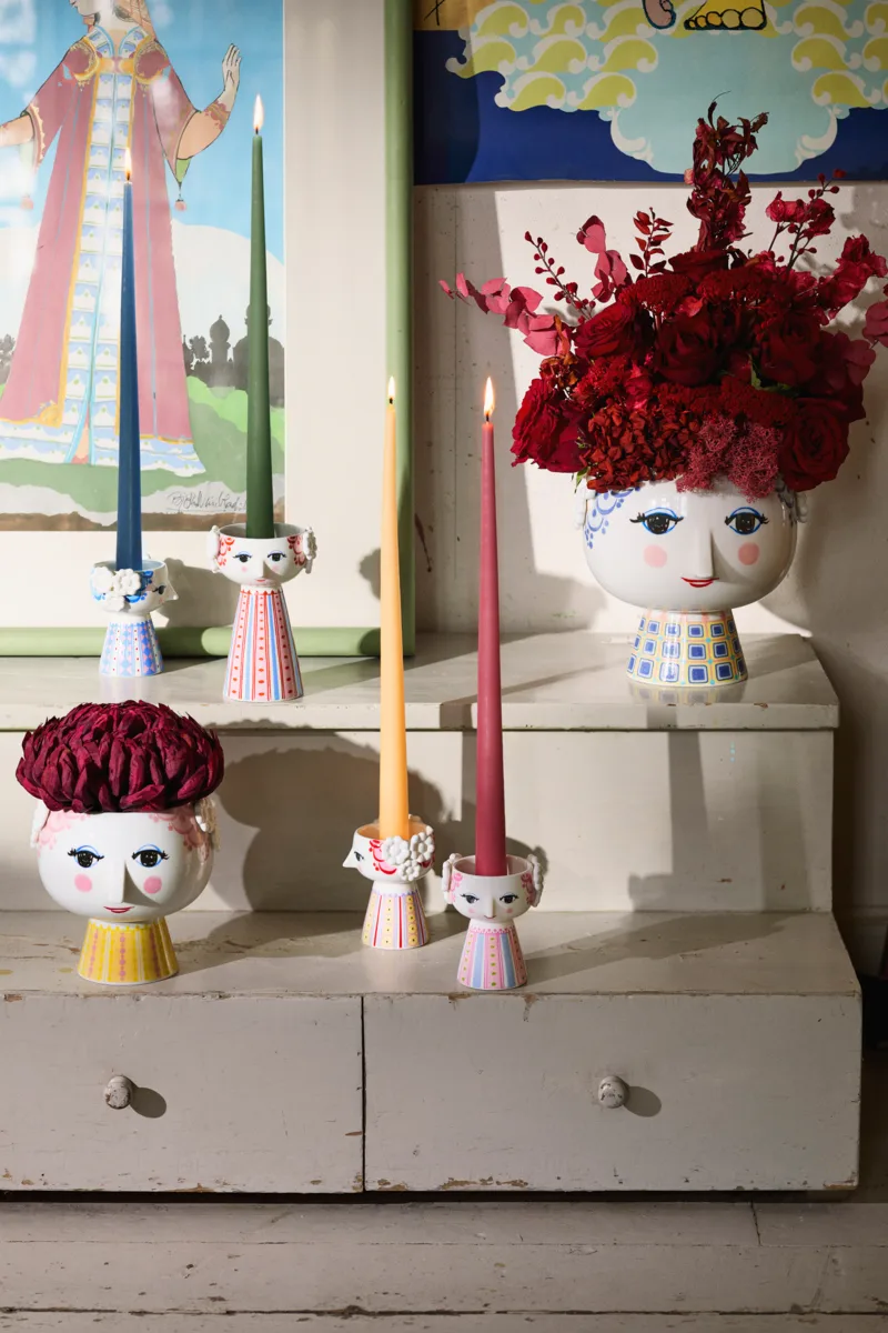 Eva lysestage 9,5 cm, Lyserød Bjørn Wiinblad