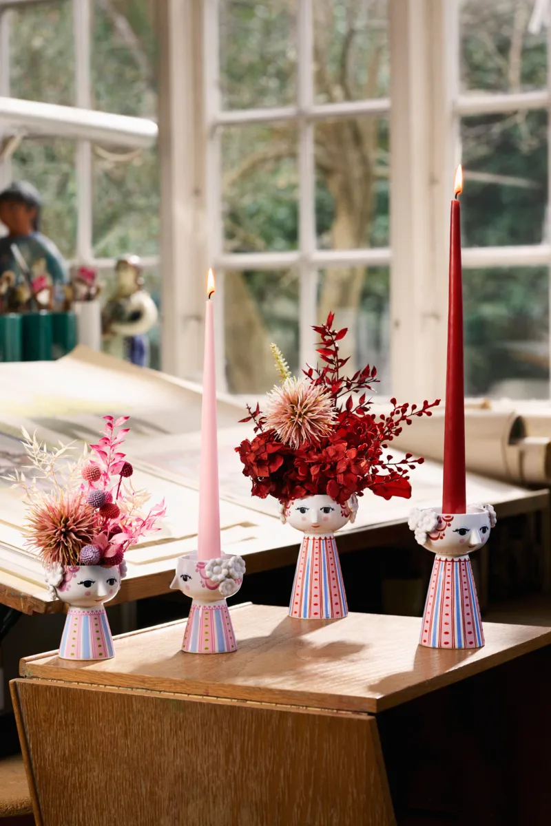 Eva lysestage 9,5 cm, Lyserød Bjørn Wiinblad