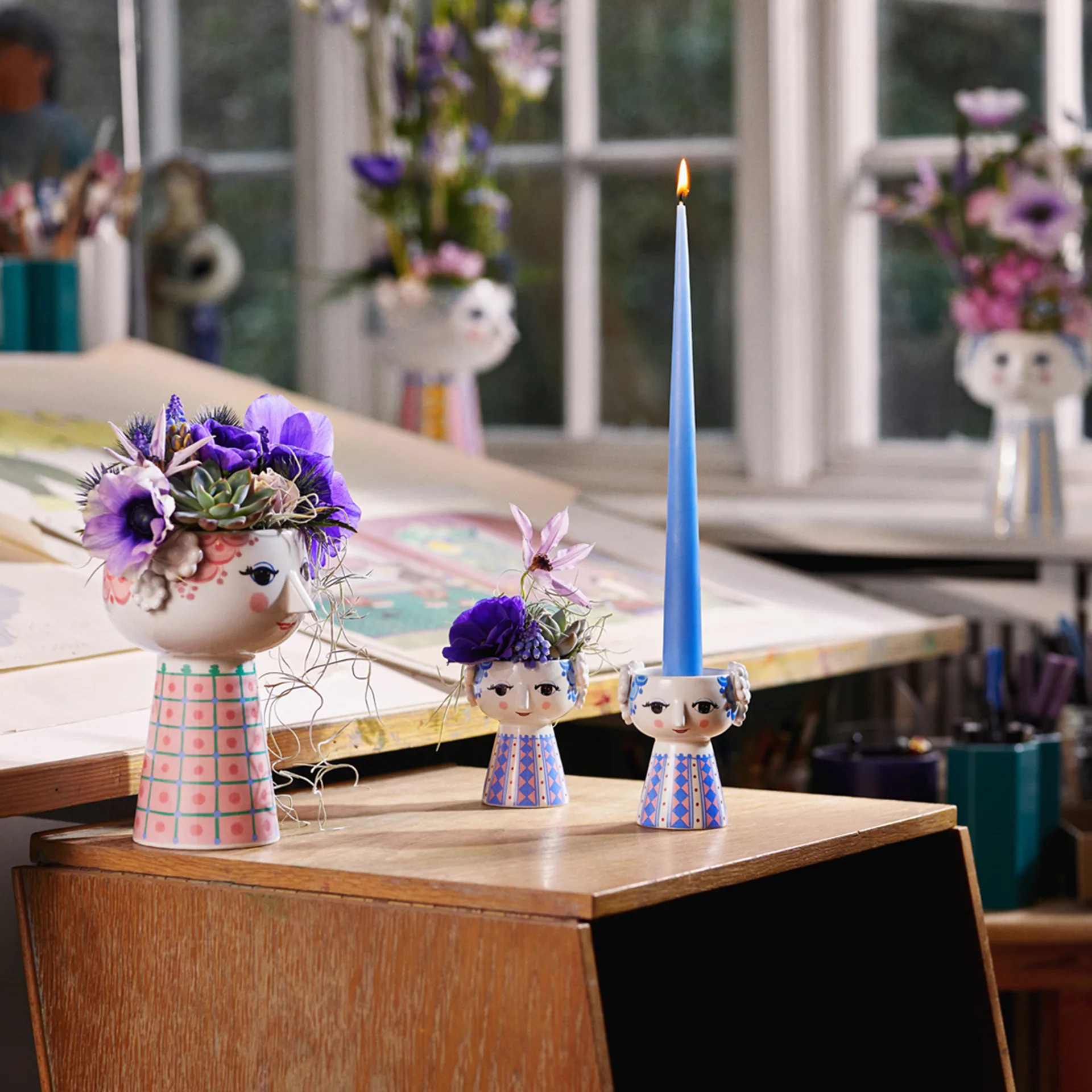 Eva lysestage 9,5 cm, Mørkeblå Bjørn Wiinblad