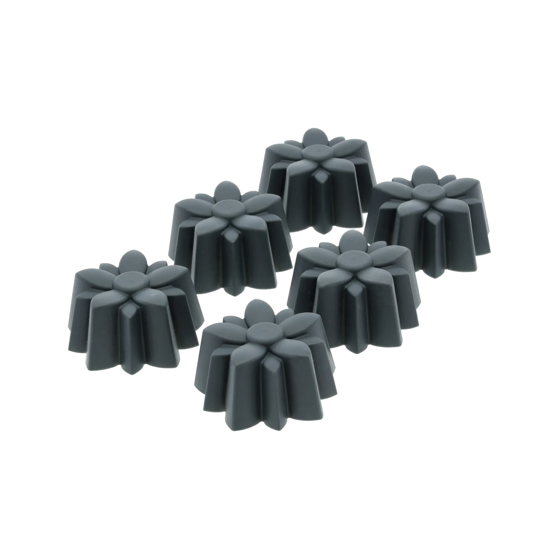 Muffinform silikone 6 huller, Blomst, grå Blomsterbergs