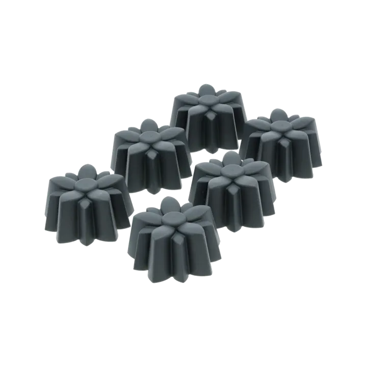 Muffinform silikone 6 huller - Blomst, grå - Blomsterbergs