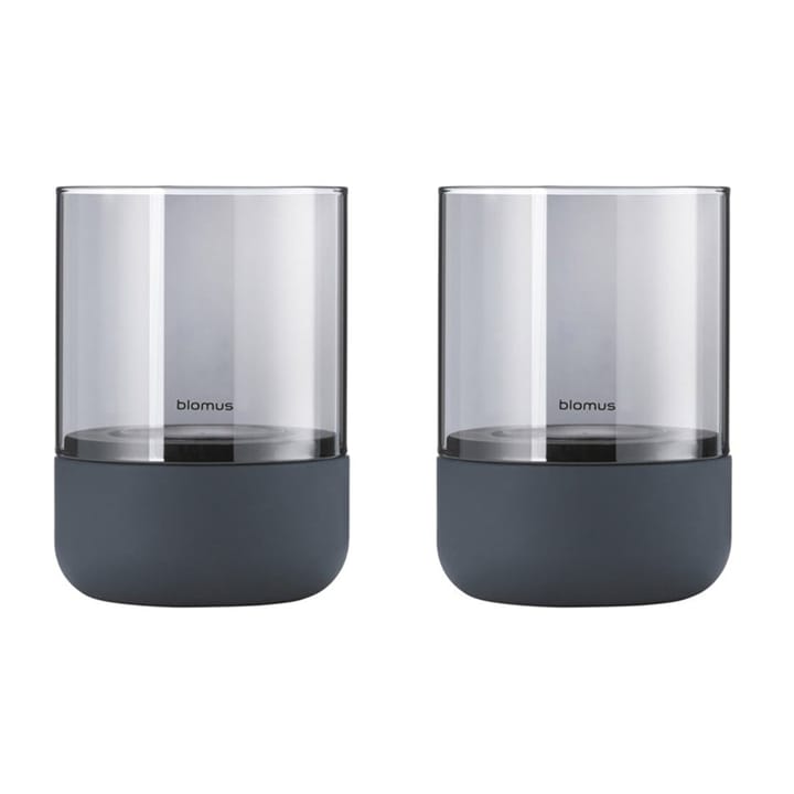 Calma fyrfadsstage Ø7 cm 2-pak, Steel gray/Smoke blomus