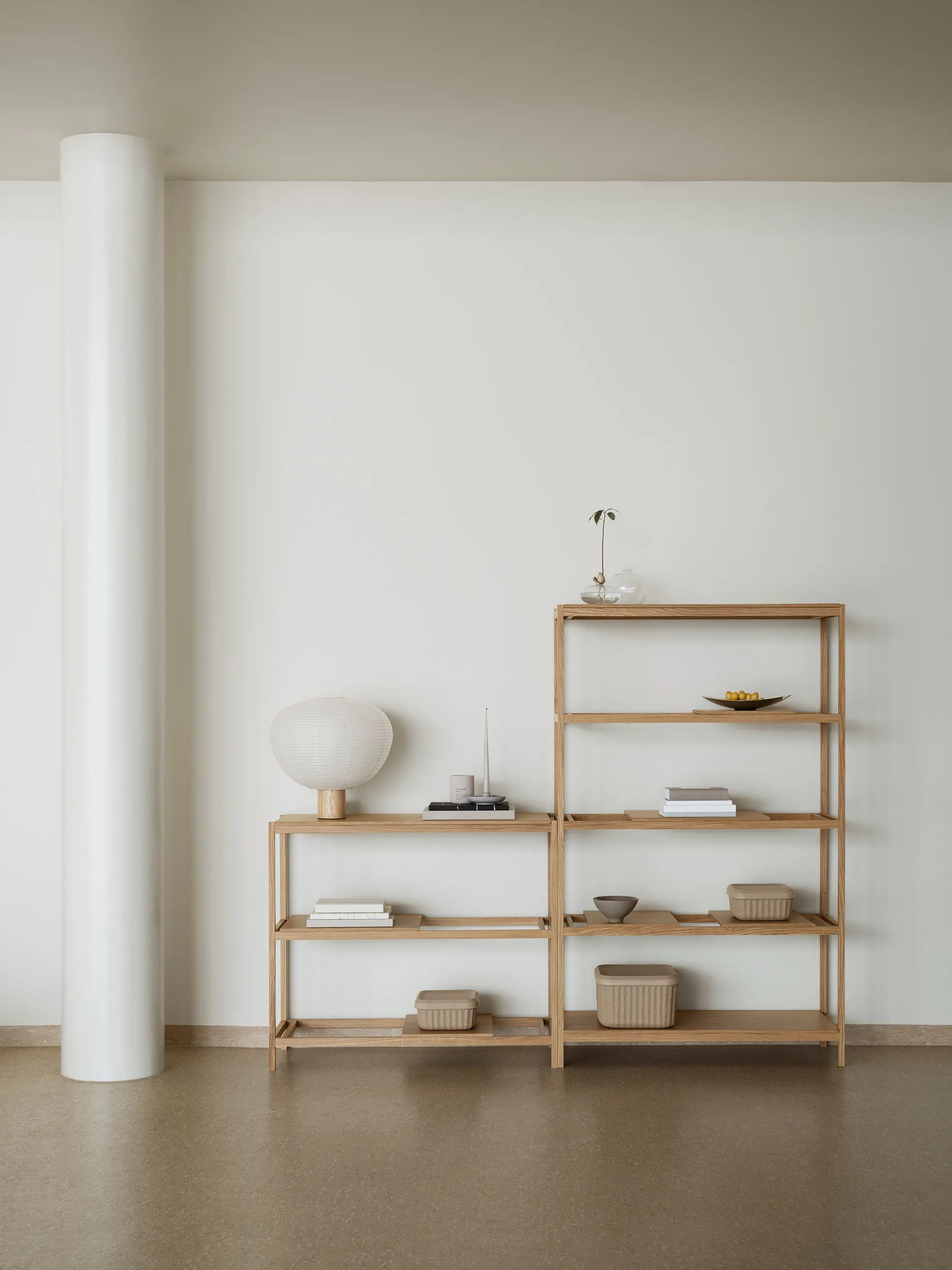 Kami bordlampe, Eg, Ø46 cm blomus