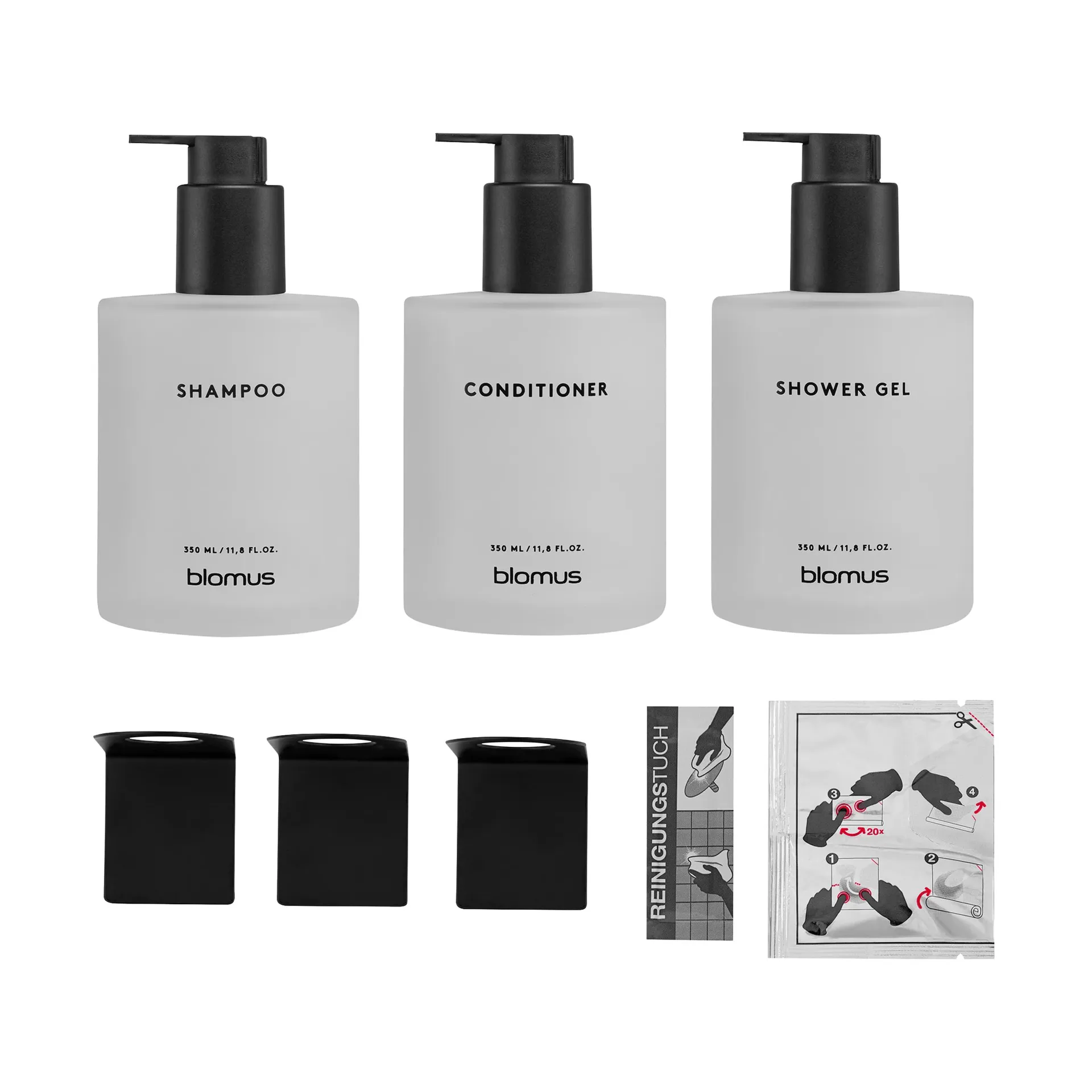 Kirei glasflasker inkl. vægholder 3-pak, Hvid, limmonteret blomus