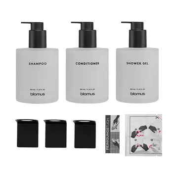 Kirei glasflasker inkl. vægholder 3-pak - Hvid, limmonteret - blomus