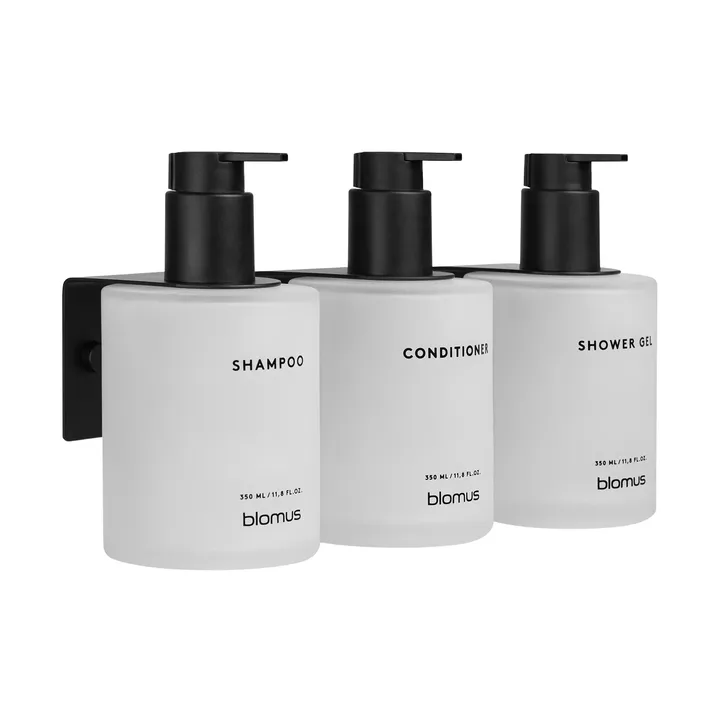 Kirei glasflasker inkl. vægholder 3-pak - Hvid, monteres med skrue - blomus