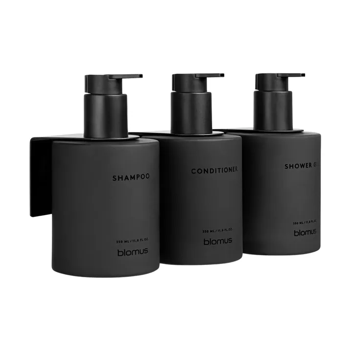 Kirei glasflasker inkl. vægholder 3-pak - Smoke, limmonteret - blomus