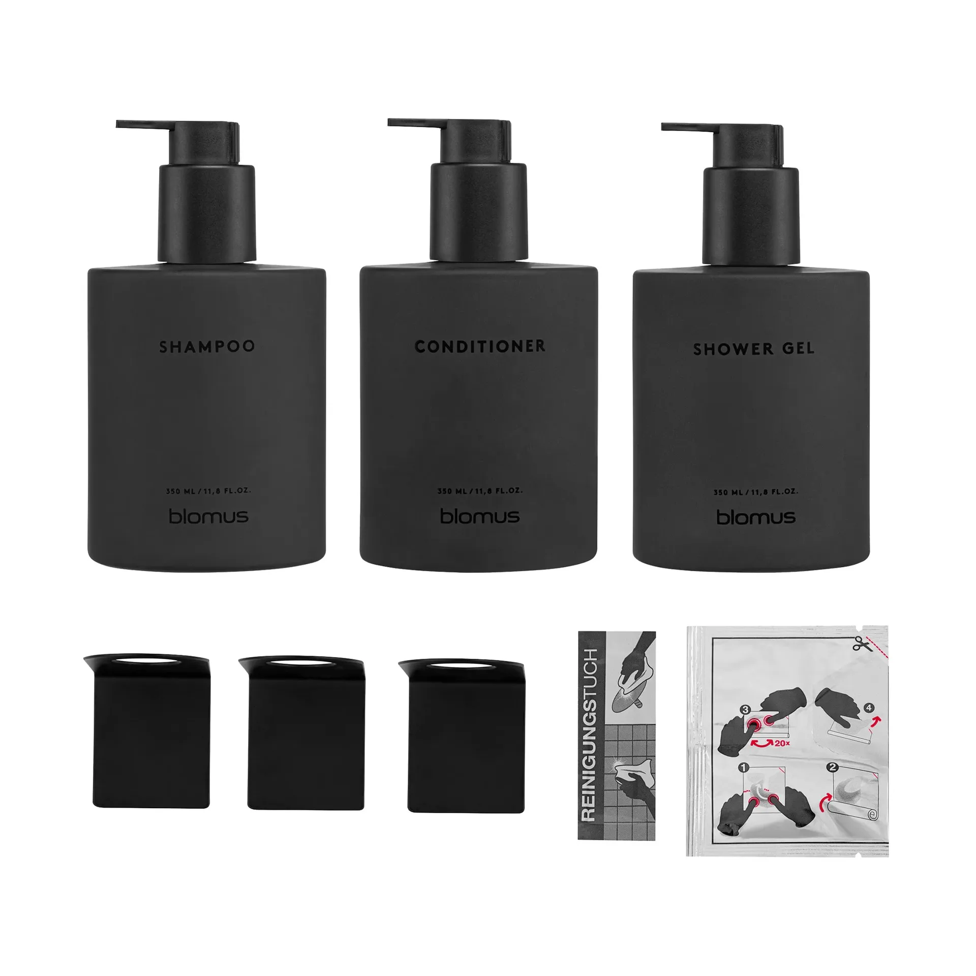 Kirei glasflasker inkl. vægholder 3-pak, Smoke, limmonteret blomus