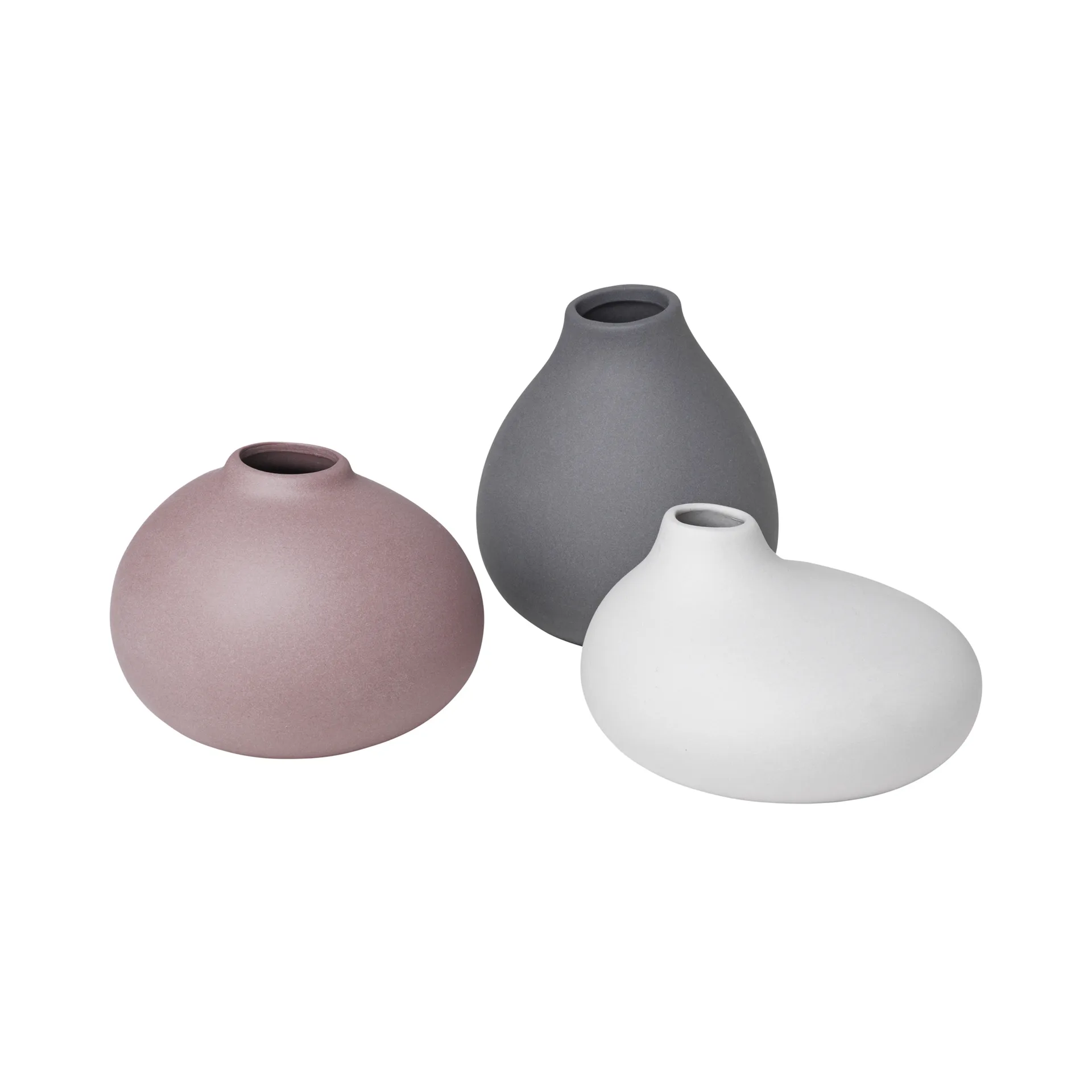 Nona vase 3-pak, Pewter-micro chip-bark blomus