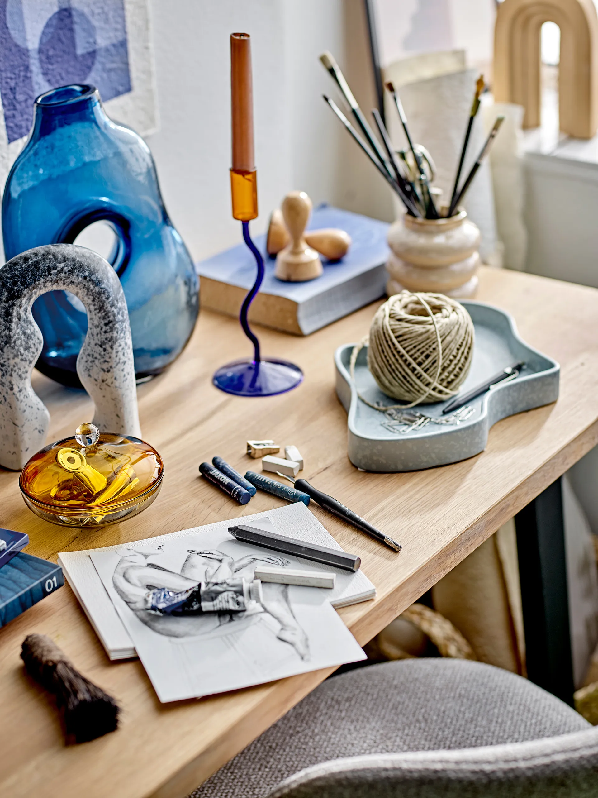 Ada lysestage 22 cm, Blå Bloomingville