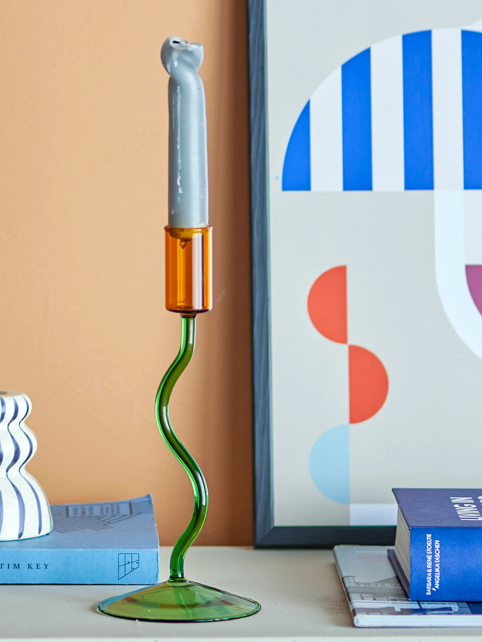 Ada lysestage 22 cm, Grøn Bloomingville