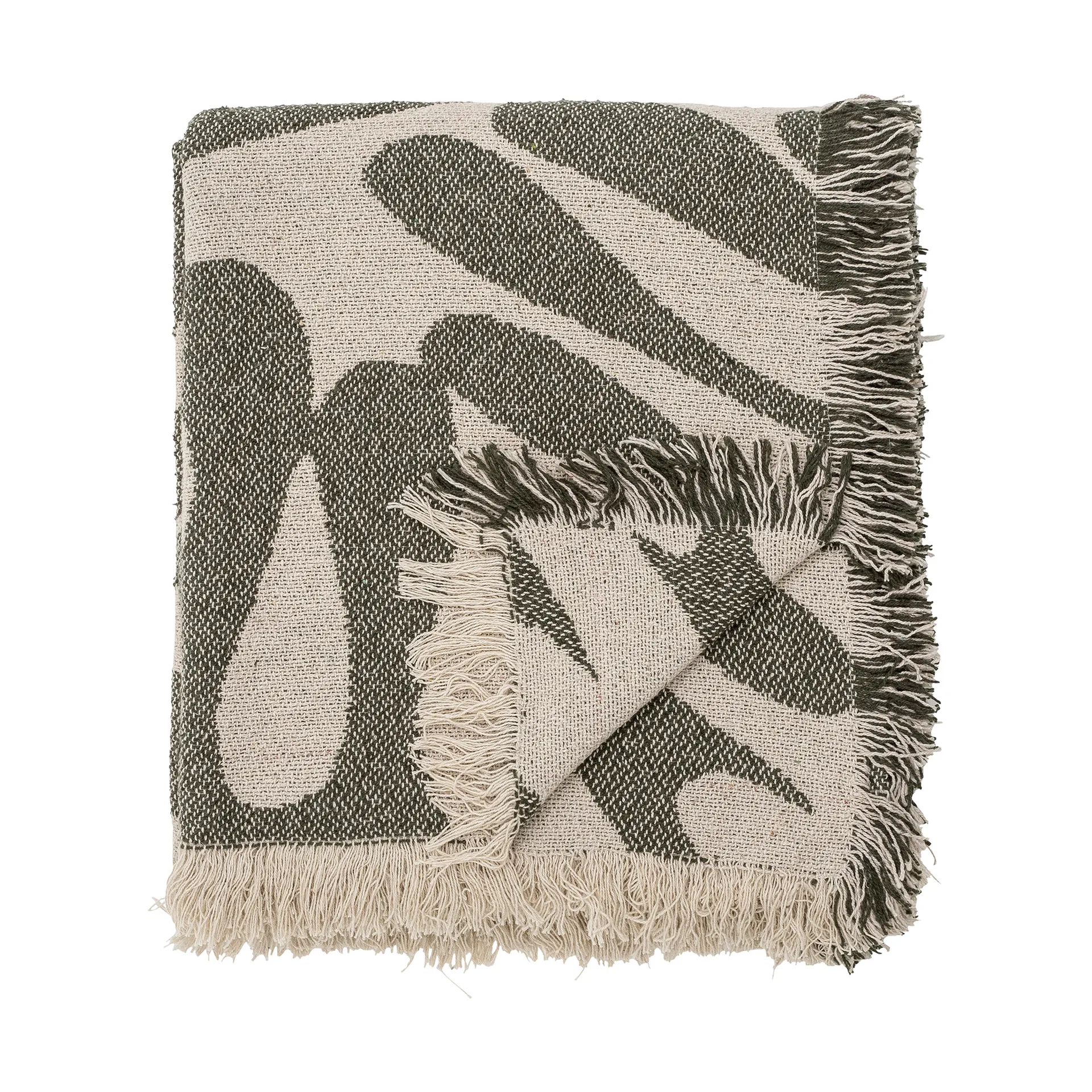 Alk bomuldsplaid 130x160 cm, Beige/Grøn Bloomingville