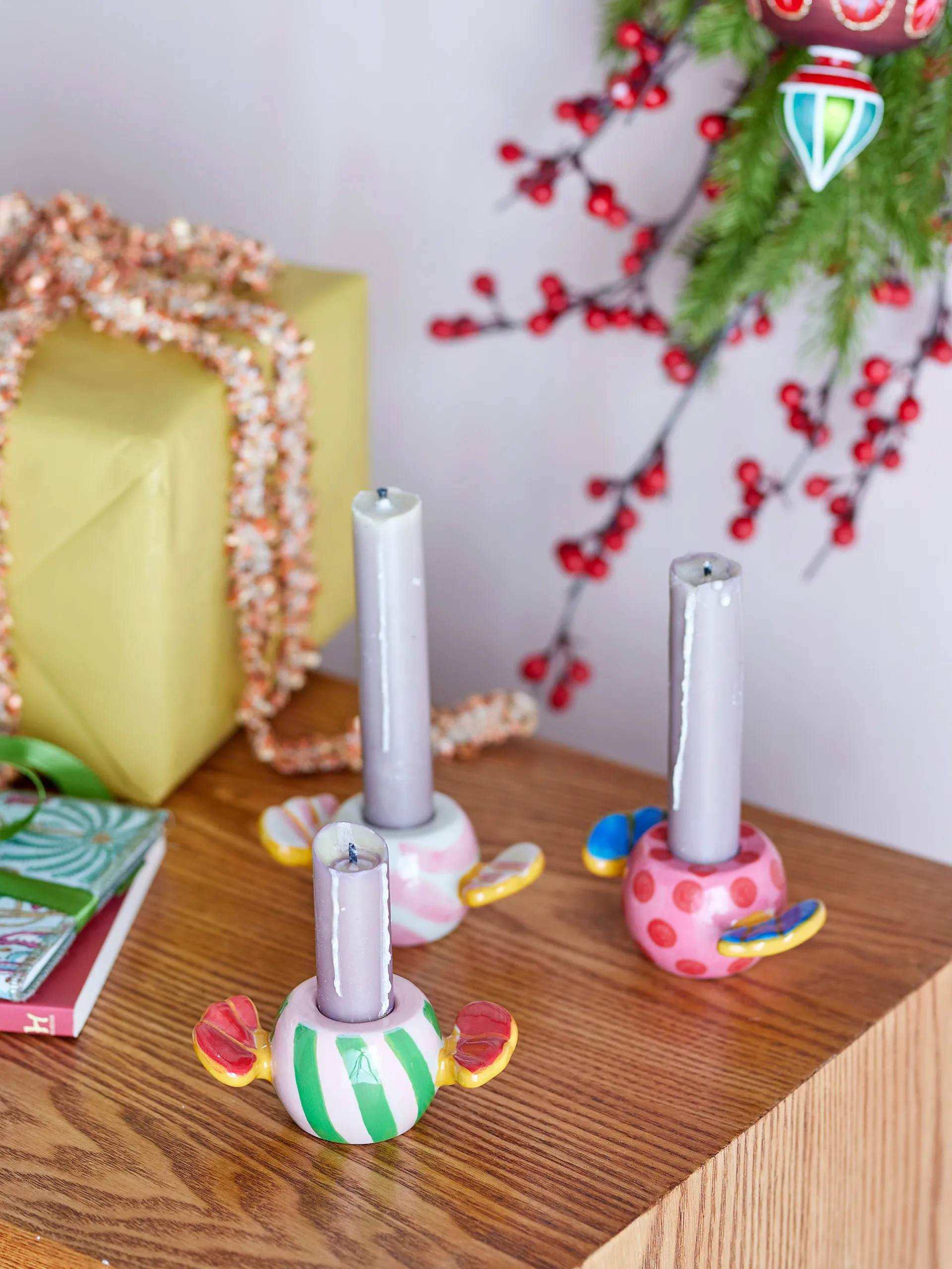 Caramella lysestager 3 dele, Rosa Bloomingville