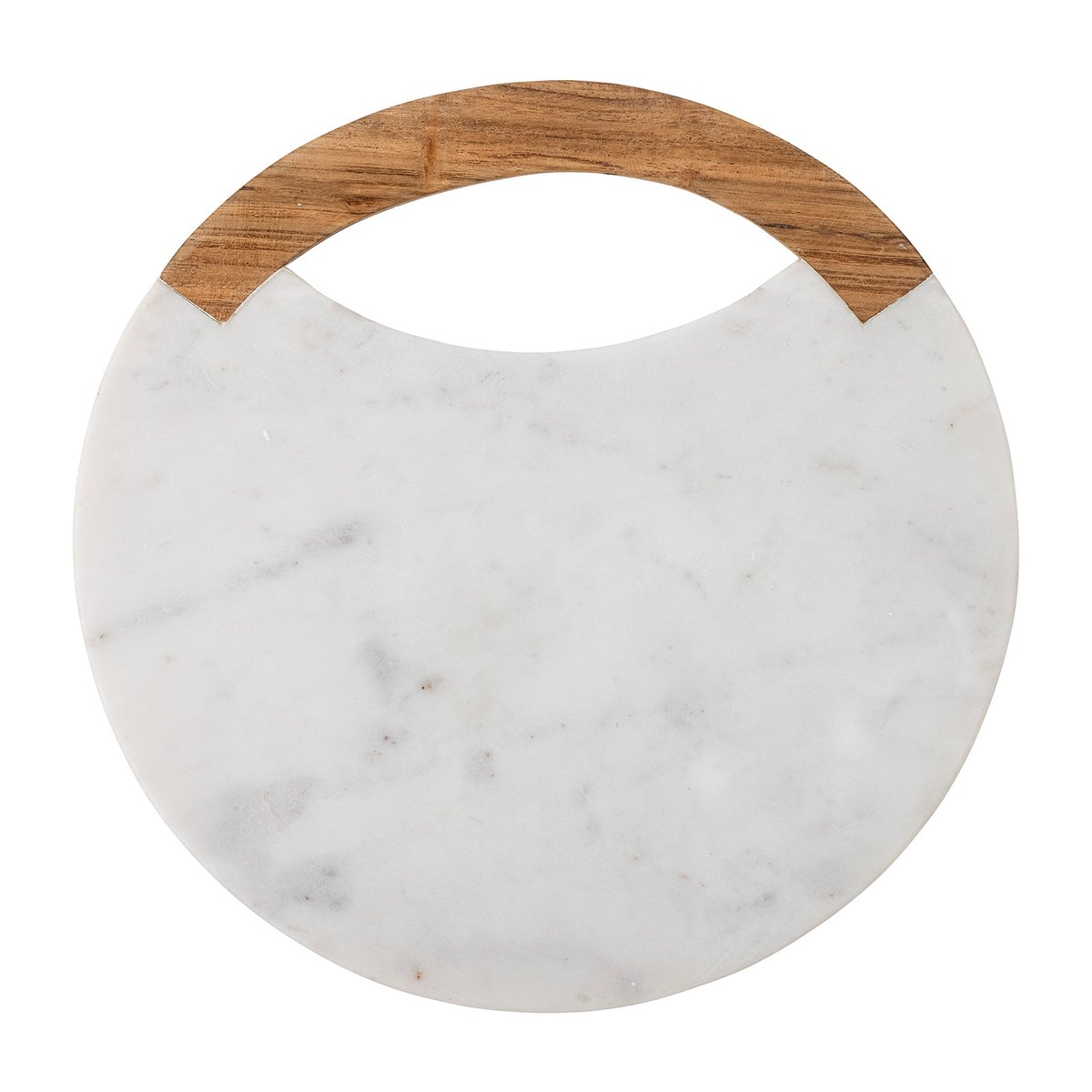 Bloomingville Daniela skærebræt med håndtag Ø30 cm Hvid marmor/Akacie