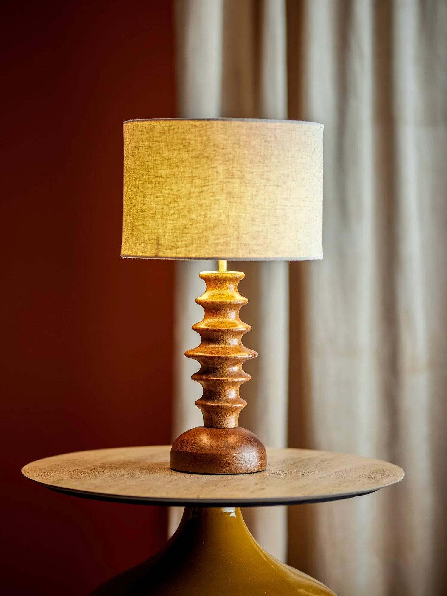 Elinora bordlampe, Brun, Ø30 cm Bloomingville