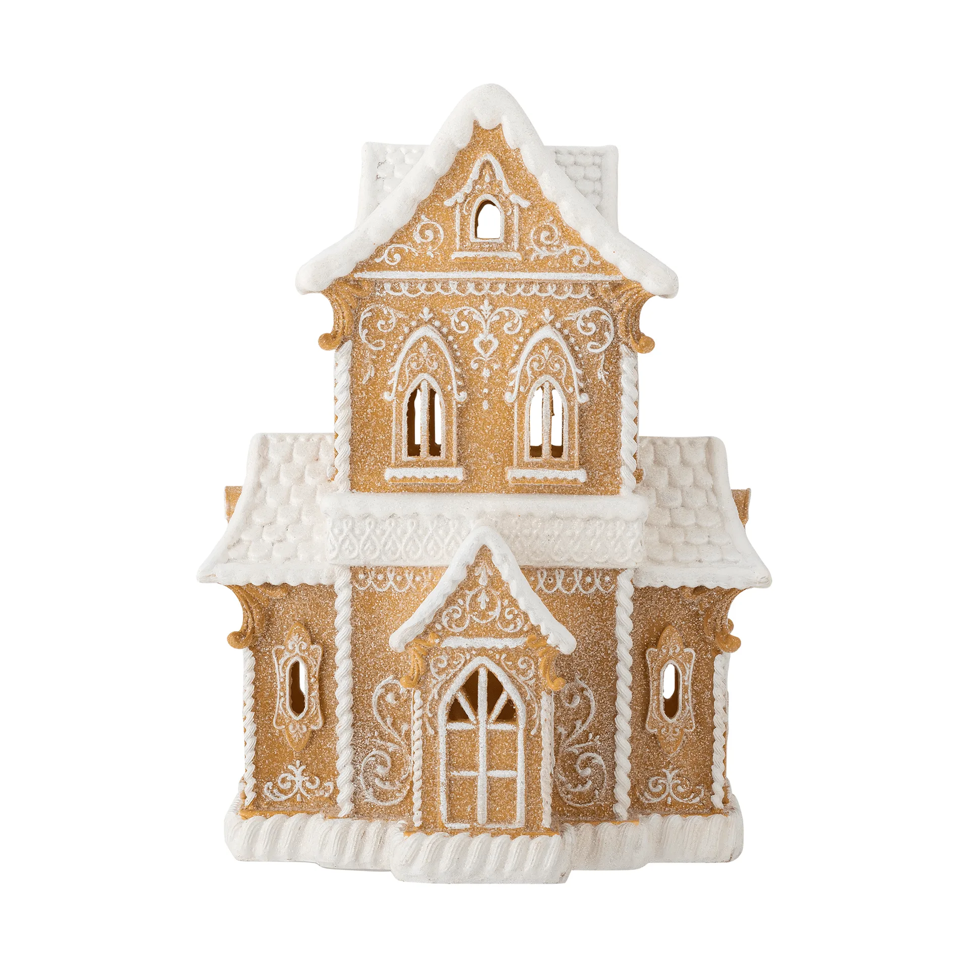 Kevin dekorationshus med lys, Brun, 37 cm Bloomingville