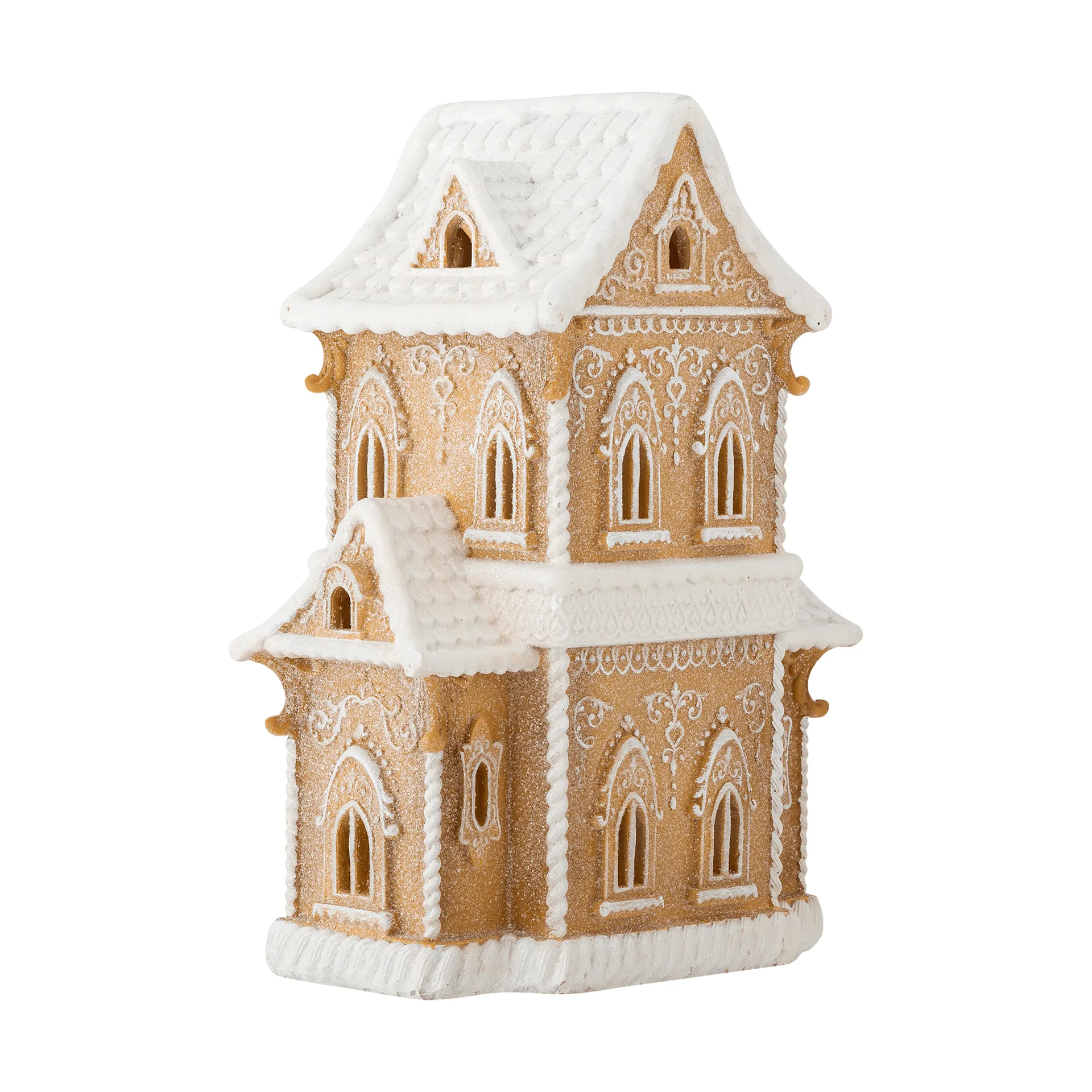 Kevin dekorationshus med lys, Brun, 37 cm Bloomingville