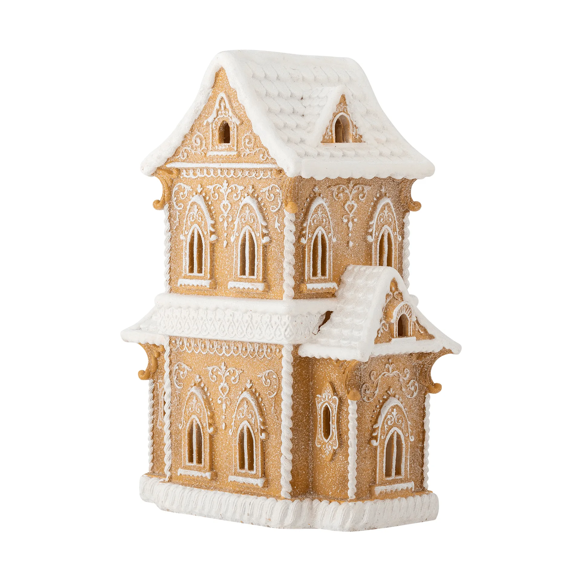 Kevin dekorationshus med lys, Brun, 37 cm Bloomingville