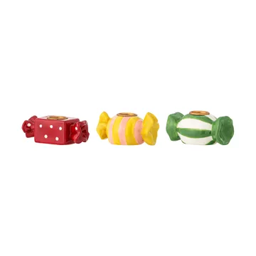 Leiano lysestage - Gul-rød-grøn, 3 dele, 10 cm - Bloomingville