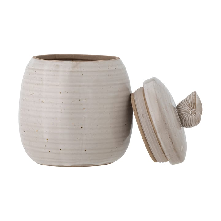 Mahlet krukke med låg Ø11x14 cm, Natural stoneware Bloomingville