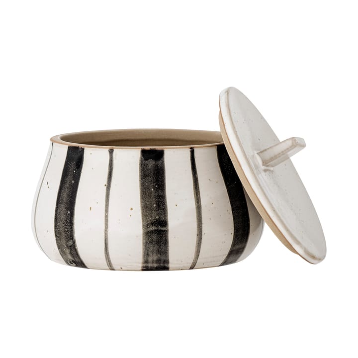 Marita krukke med låg Ø12 cm, Sort/Hvid Bloomingville