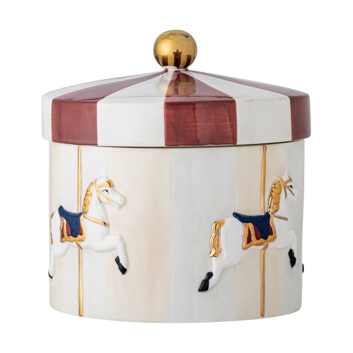 Merry-go-round krukke med låg Ø19,5x20,5 cm - Rød-hvid - Bloomingville