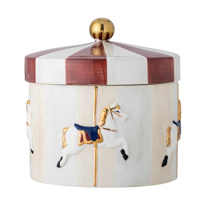 Merry-go-round krukke med låg Ø19,5x20,5 cm, Rød-hvid Bloomingville
