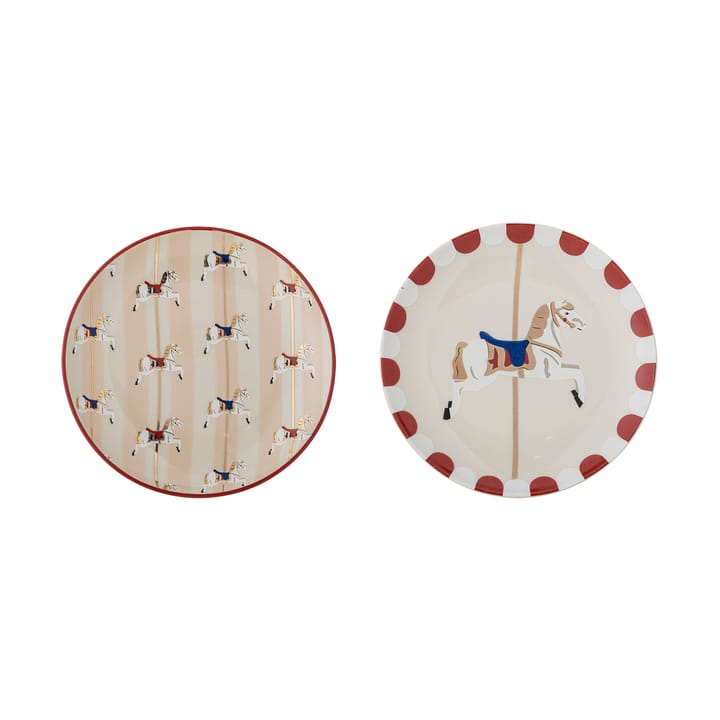 Merry-go-round tallerken Ø16 cm 2 dele - Beige-rød - Bloomingville