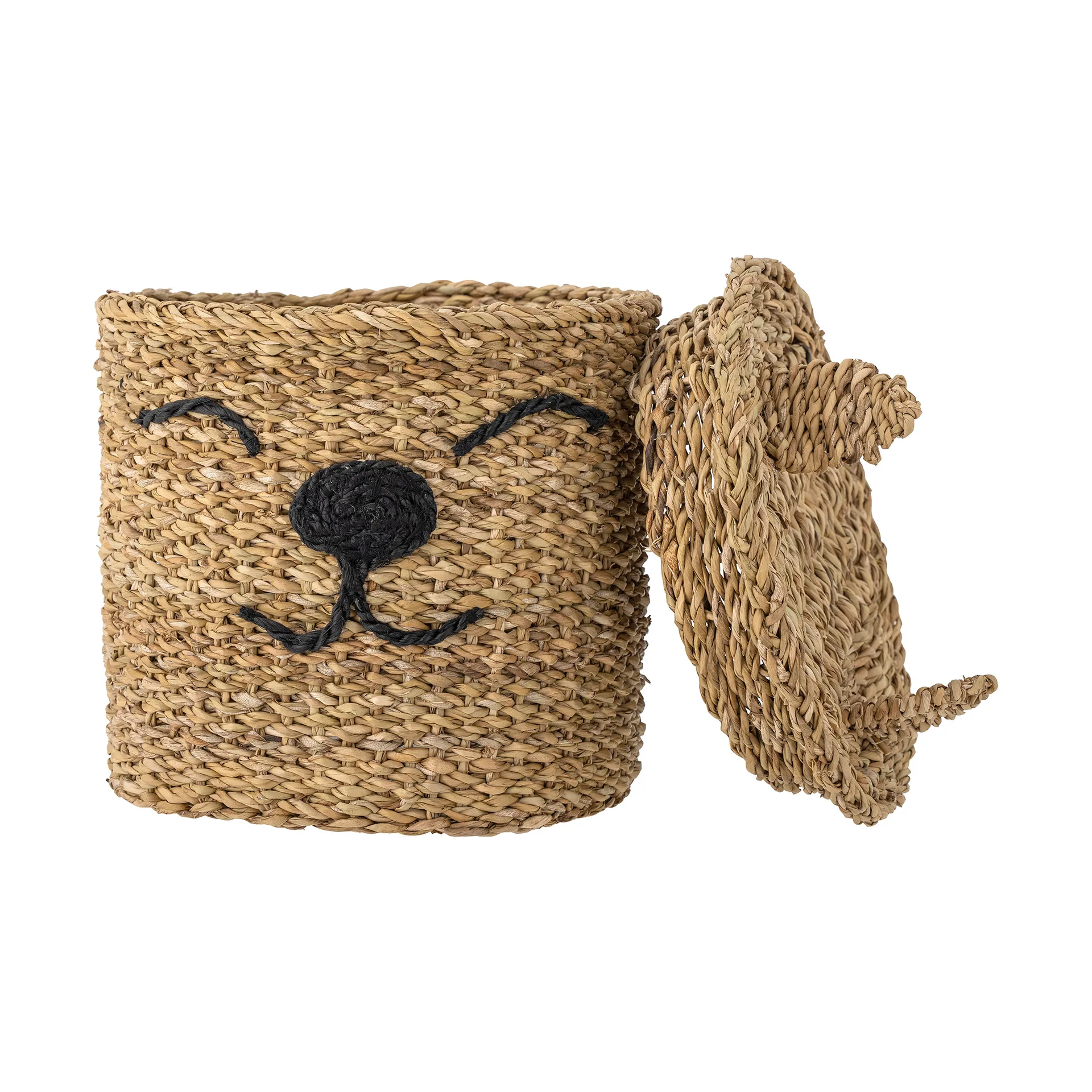 Mikki opbevaringskurv med låg Ø26 cm, Nature Bloomingville