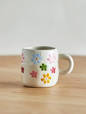Millie kop 11 cl - Hvid, blomster - Bloomingville