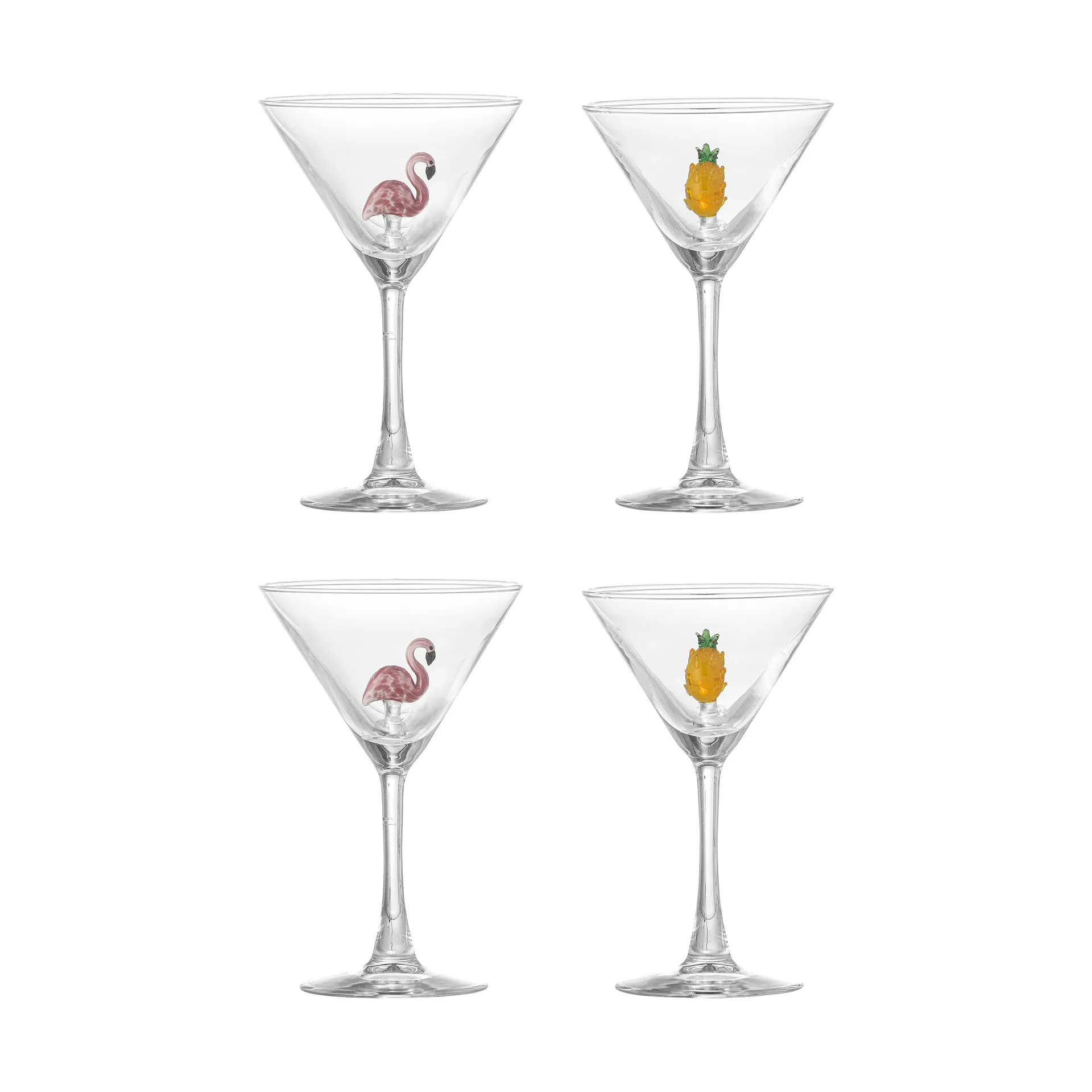 Misa cocktailglas 17 cl 4 dele, Clear-flamingo, clear-pineapple Bloomingville