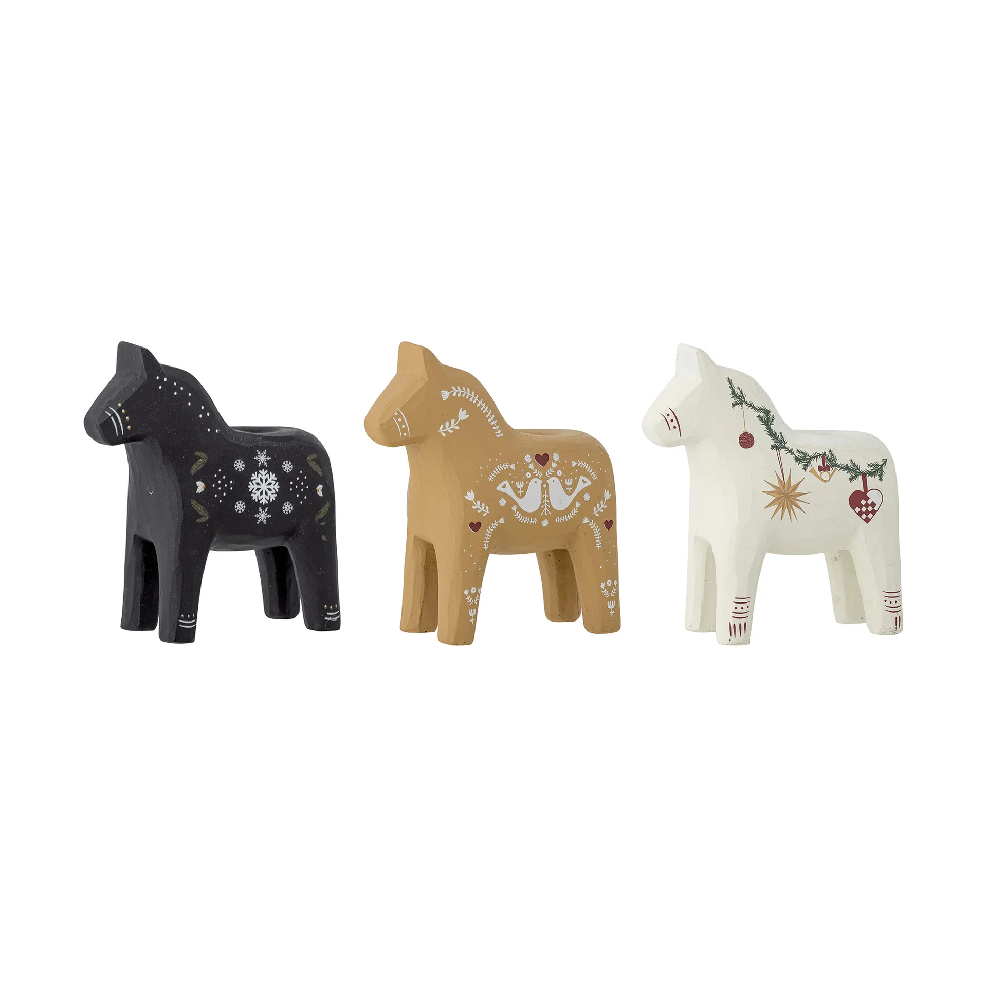 Siffer lysestage, Sort-brun-hvid, 3 dele, 10 cm Bloomingville