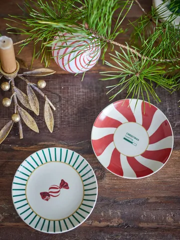 Yule desserttallerken - Rød-grøn, 2 dele, Ø12,5 cm - Bloomingville