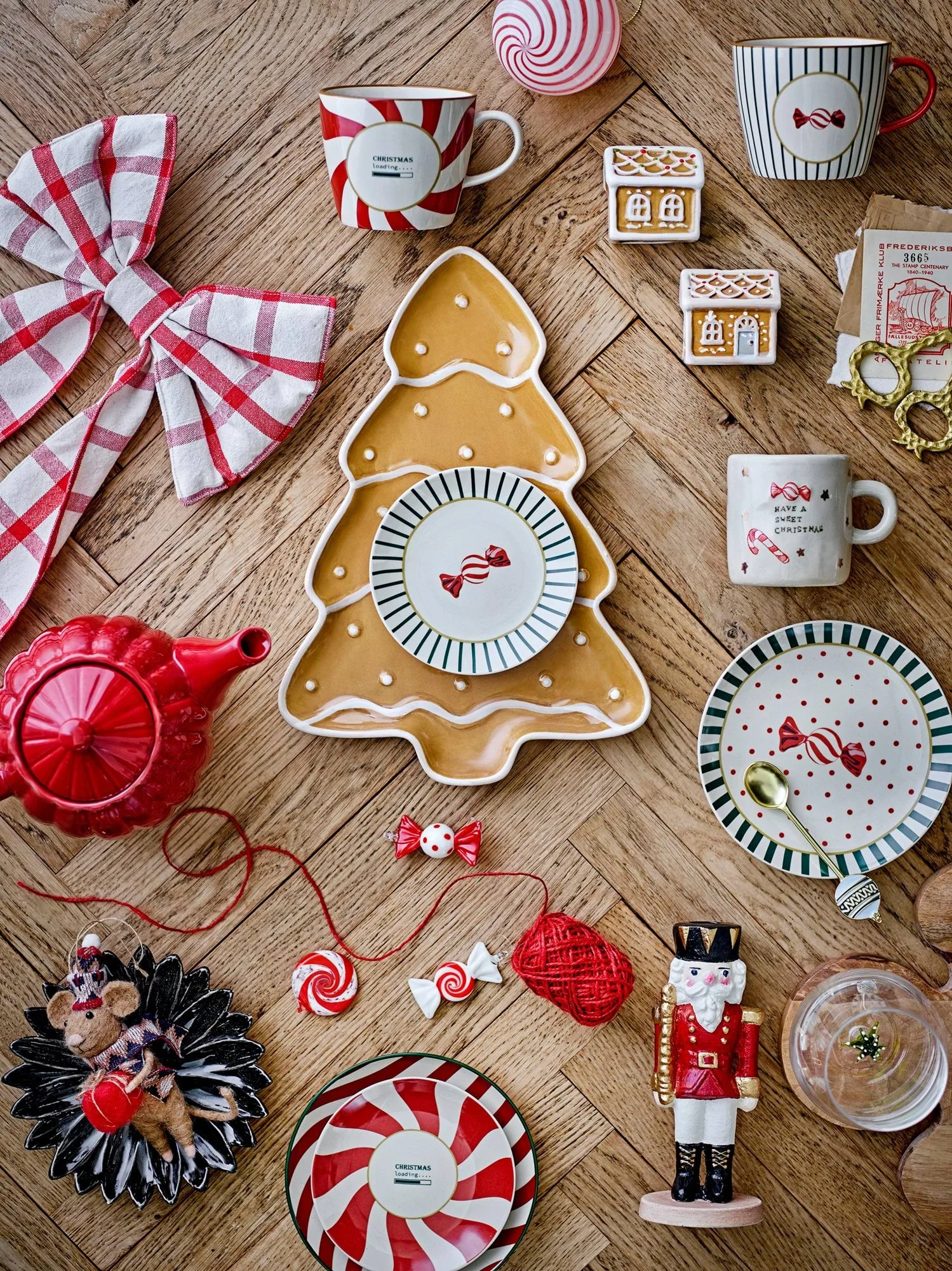 Yule desserttallerken, Rød-grøn, 2 dele, Ø12,5 cm Bloomingville