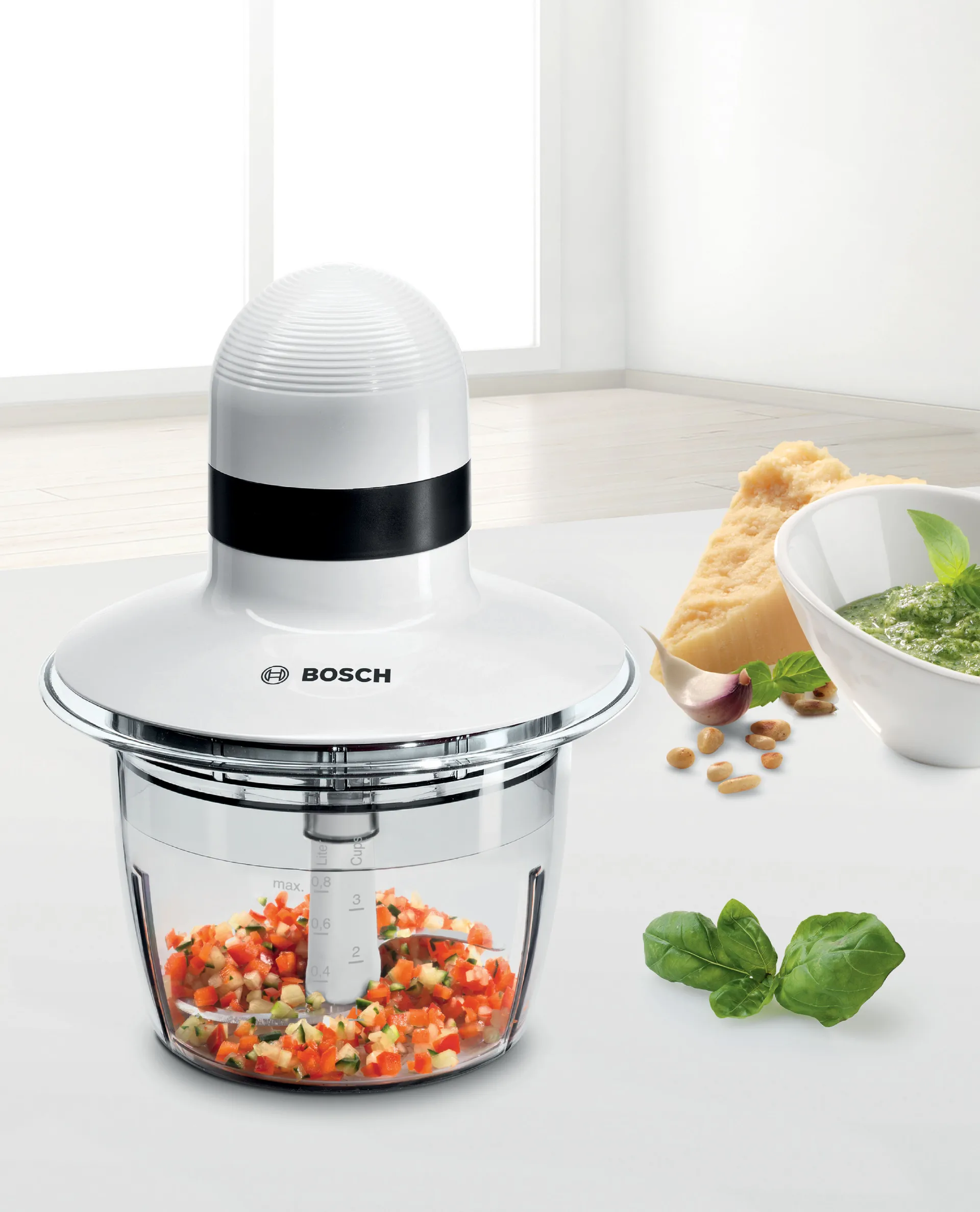 Bosch MMR08A1 mini foodprocessor 400W, Hvid Bosch