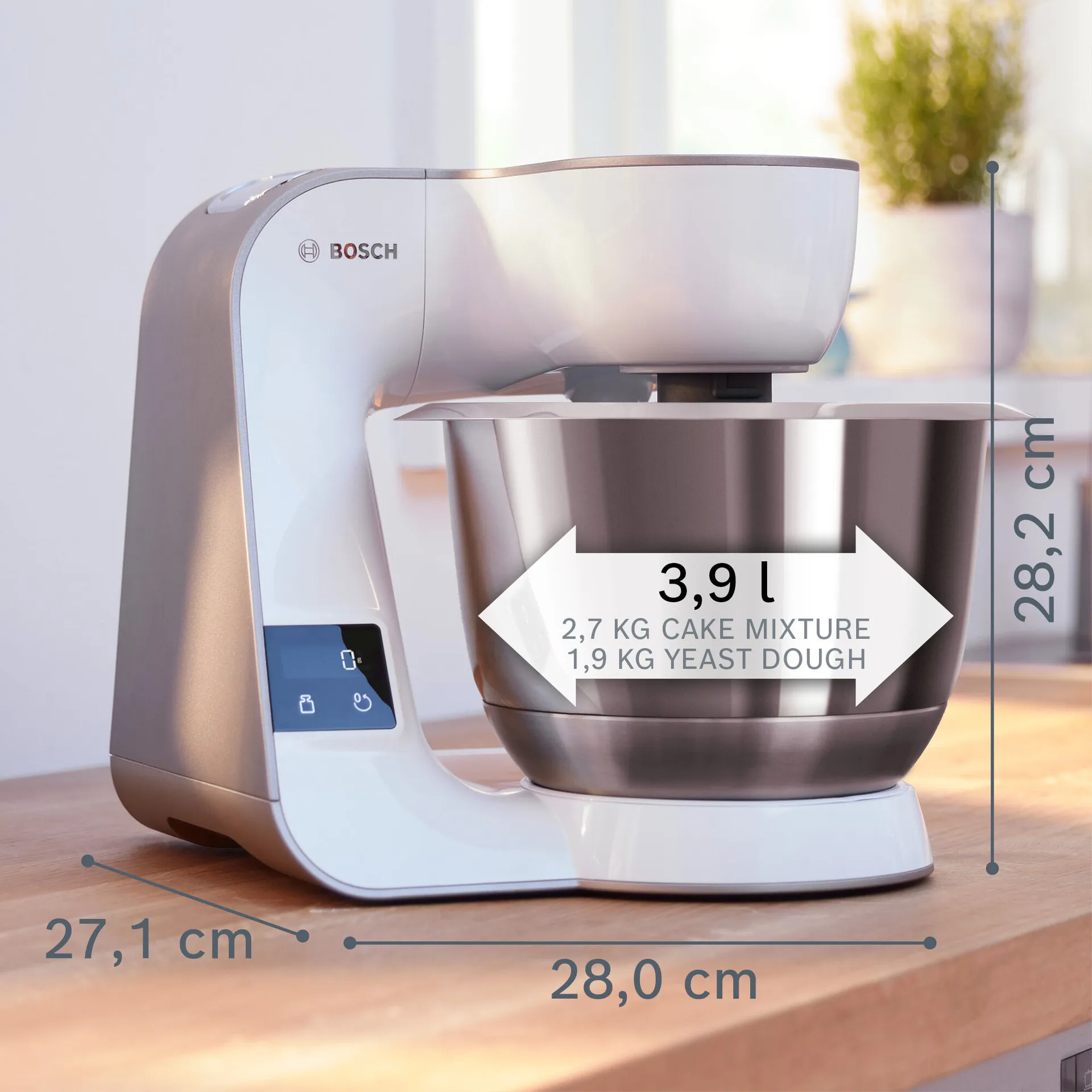 Bosch Serie 4 MUM5XW20 køkkenmaskine med vægt 1000W, Hvid-champagne Bosch