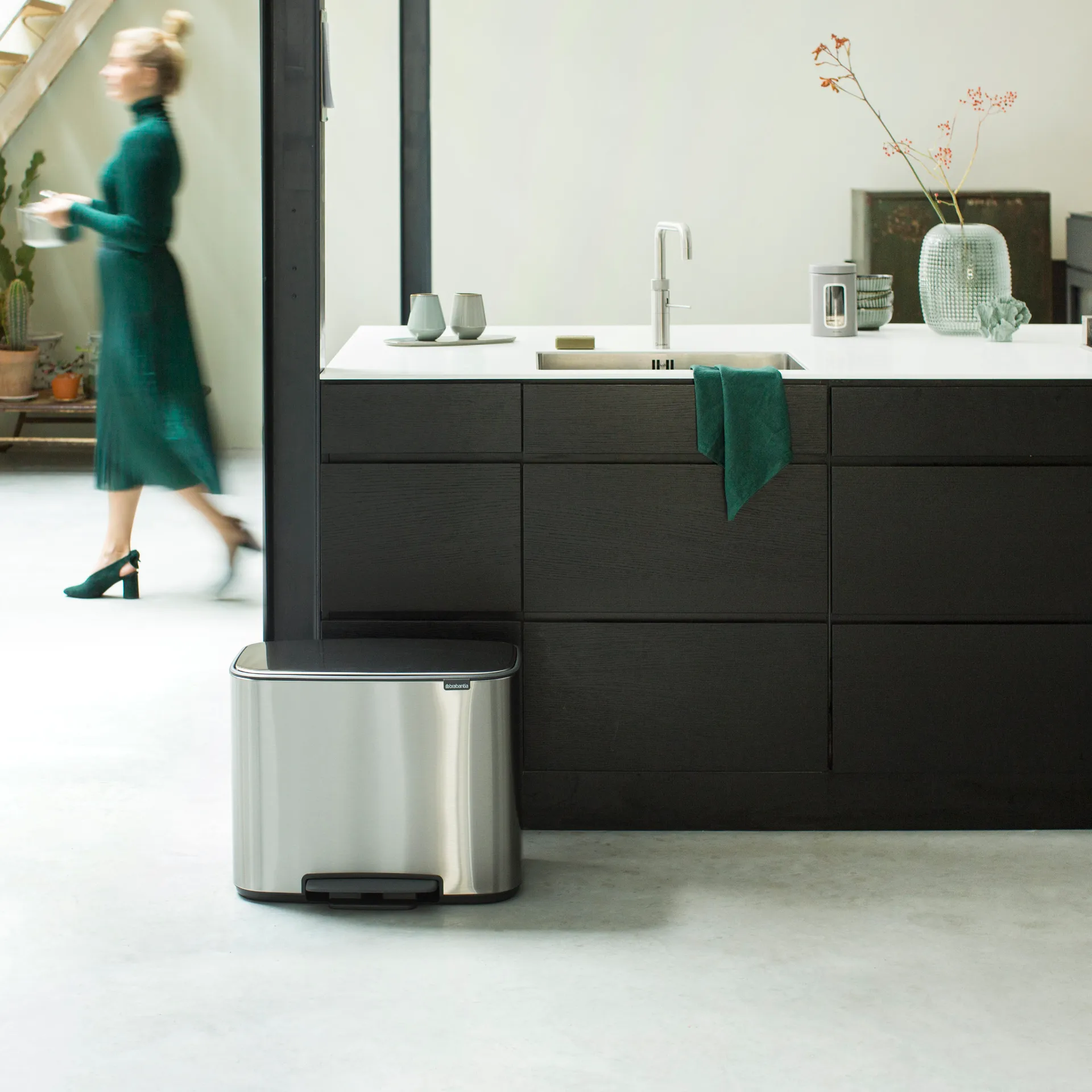 Bo pedalspand 3x11 l, mineral steel FFP Brabantia