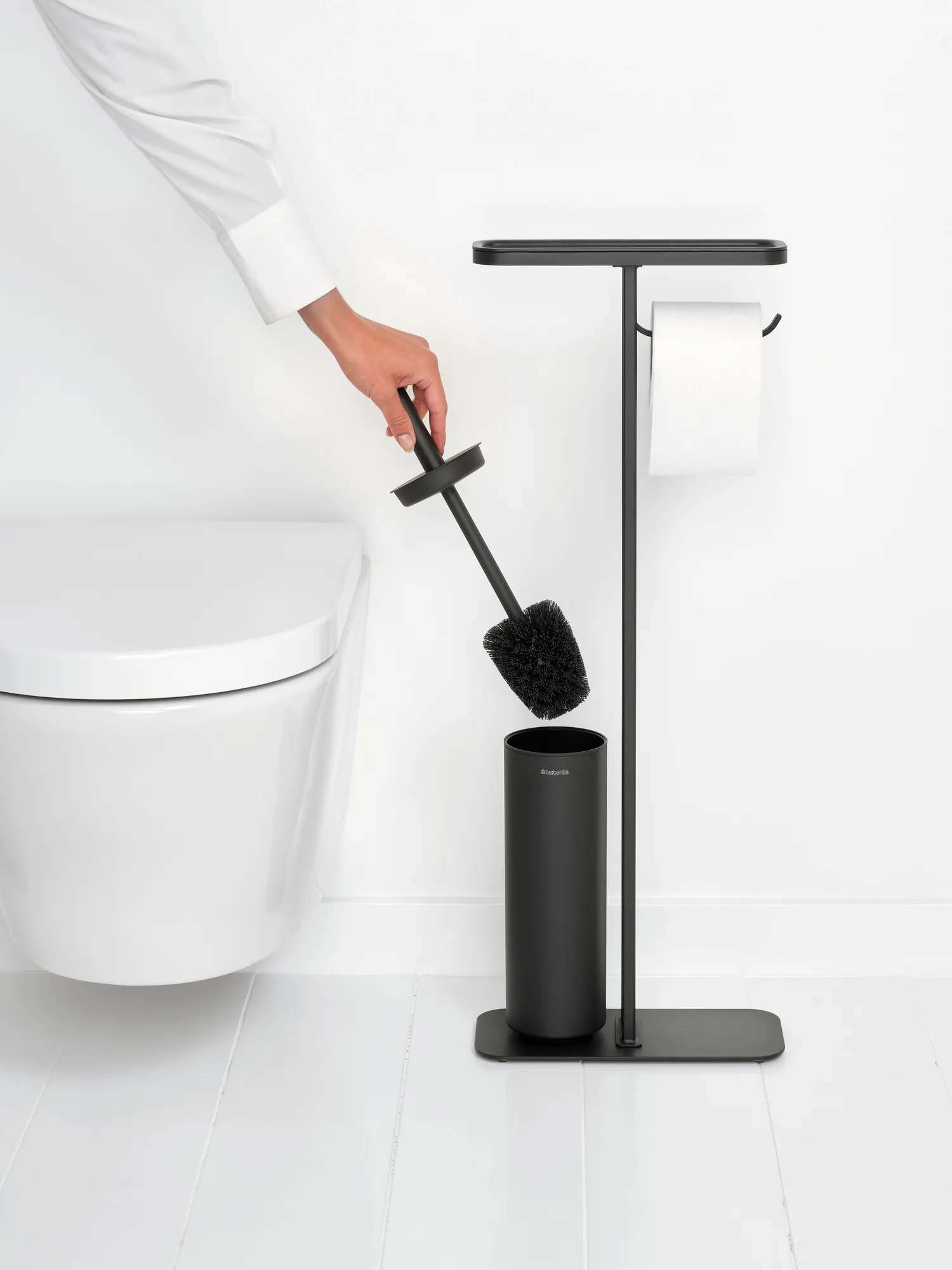 MindSet toiletbørste med hylde og holder, Mineral Infinite Grey Brabantia