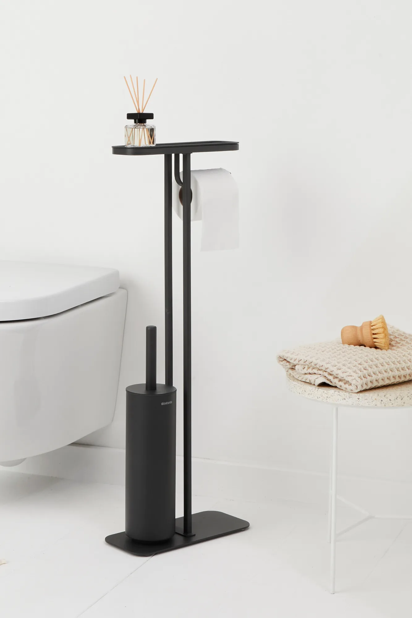 MindSet toiletbørste med hylde og holder, Mineral Infinite Grey Brabantia