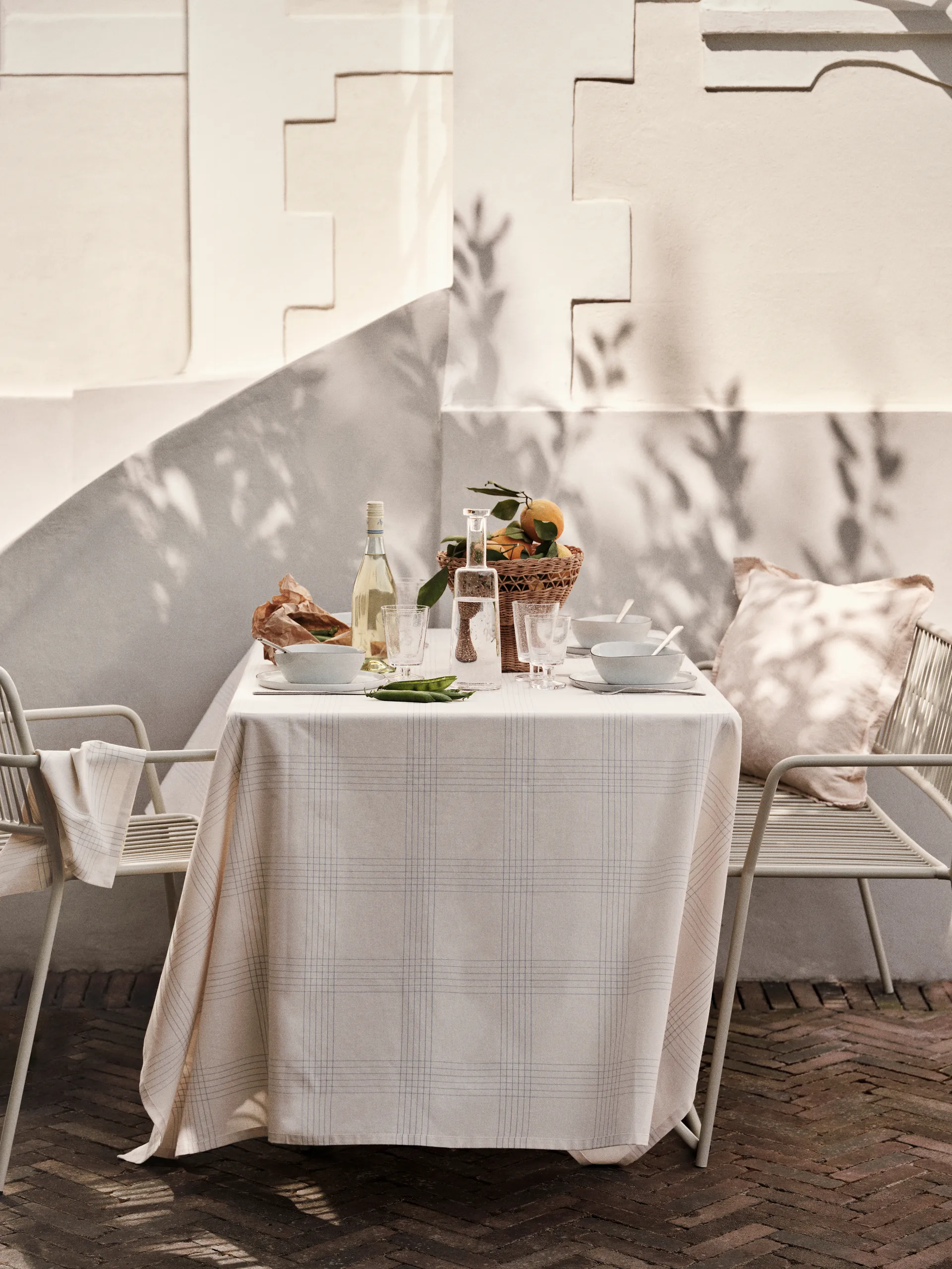 Alice borddug, 160x300 cm, Dusty blue-Natural Broste Copenhagen